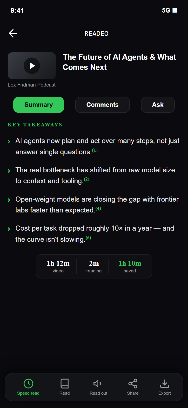 AI summary with key takeaways